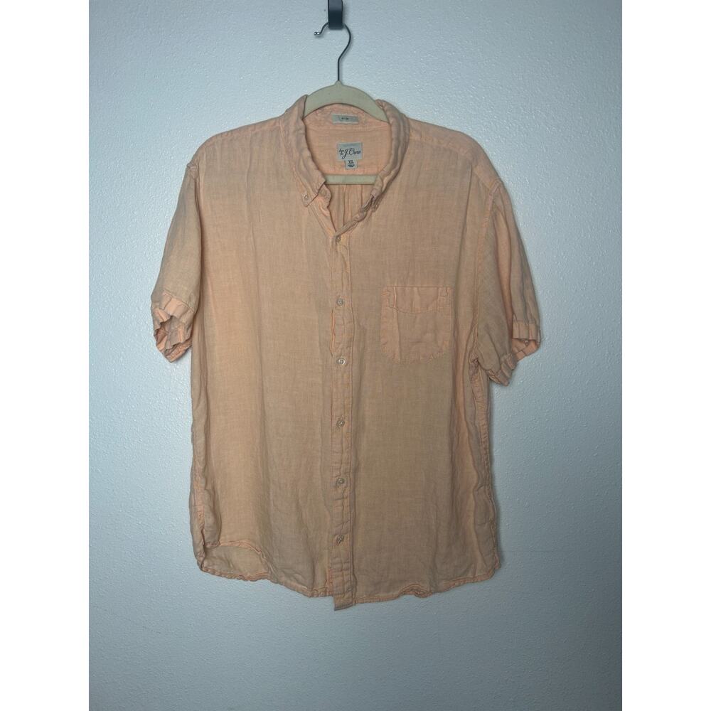 J. Crew Mens Baird McNutt Irish Linen Short Sleeve Shirt in Warm Quartz Sz XL